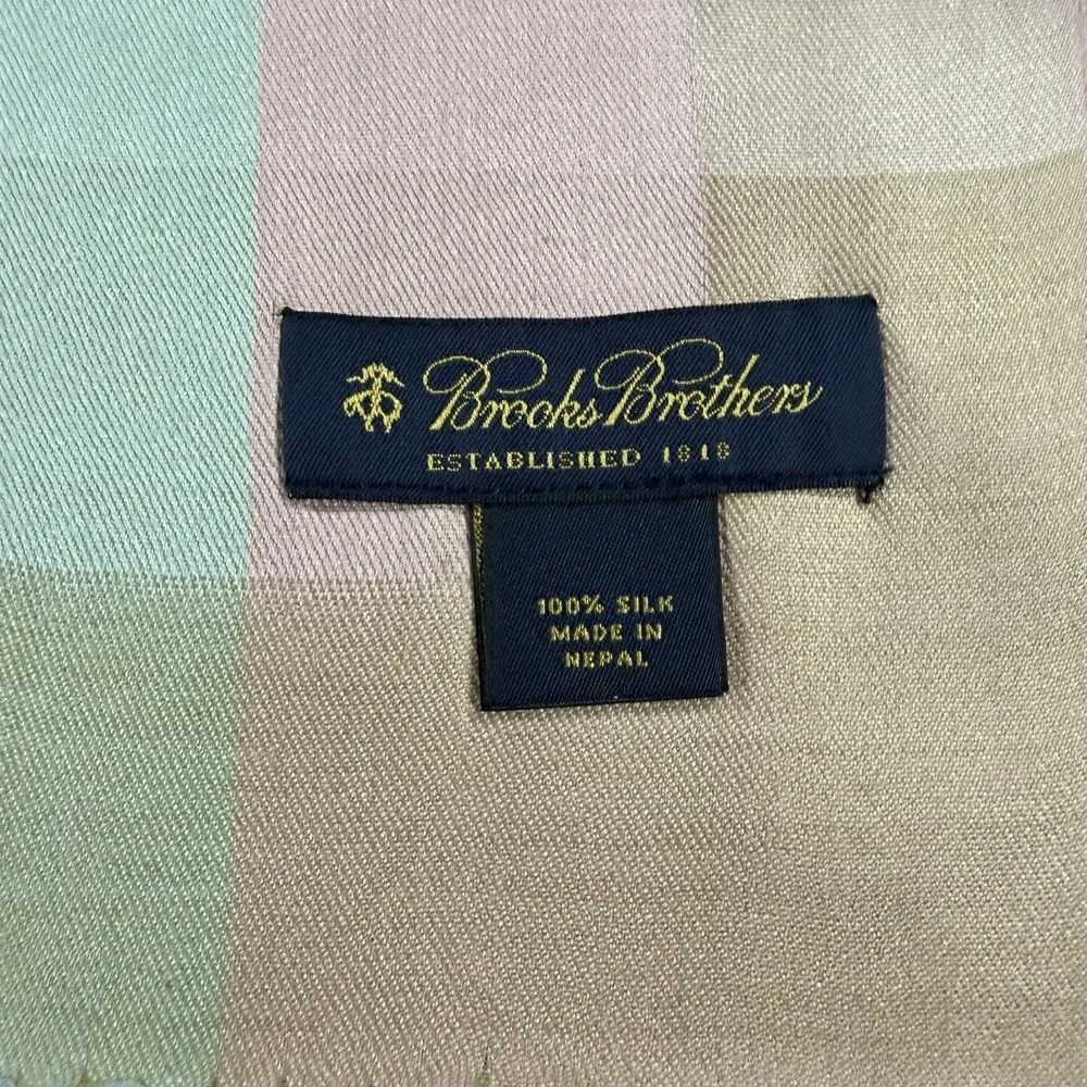 Brooks Brothers Silk Scarf Multicolor Pastels Tassel Rectangle Luxury 72